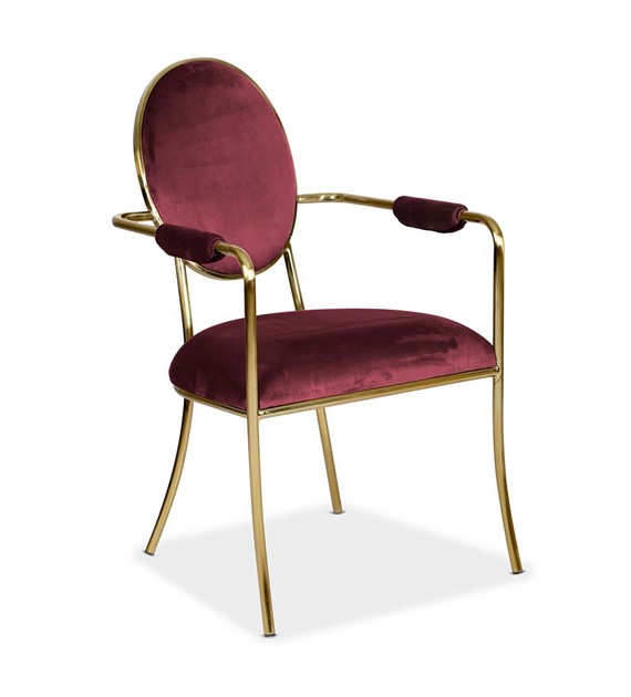 Krzesło ANTIBA burgundowy/ noga złota