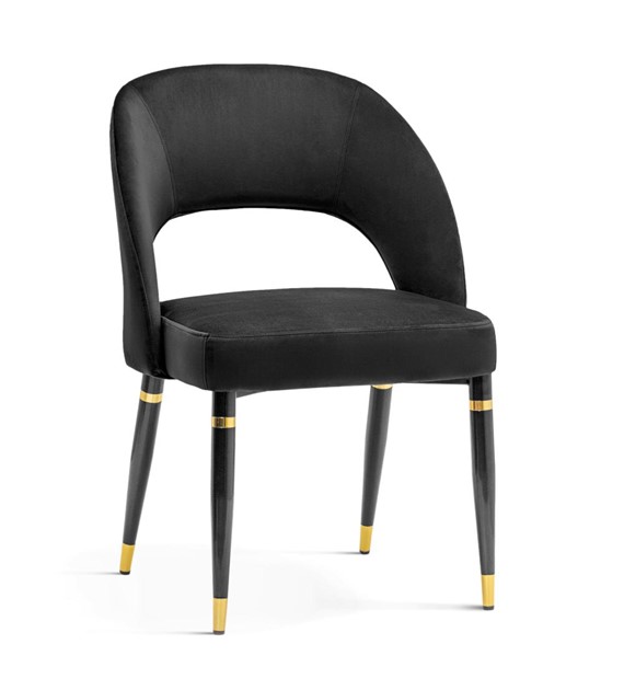 Krzesło DIVA czarny/ noga czarna/ złoty dekor