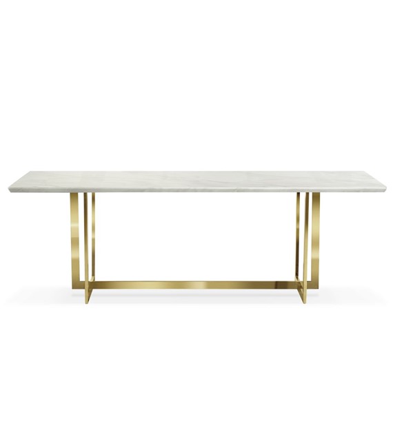 Stół MARBLE 220x100 biały marmur / noga złota